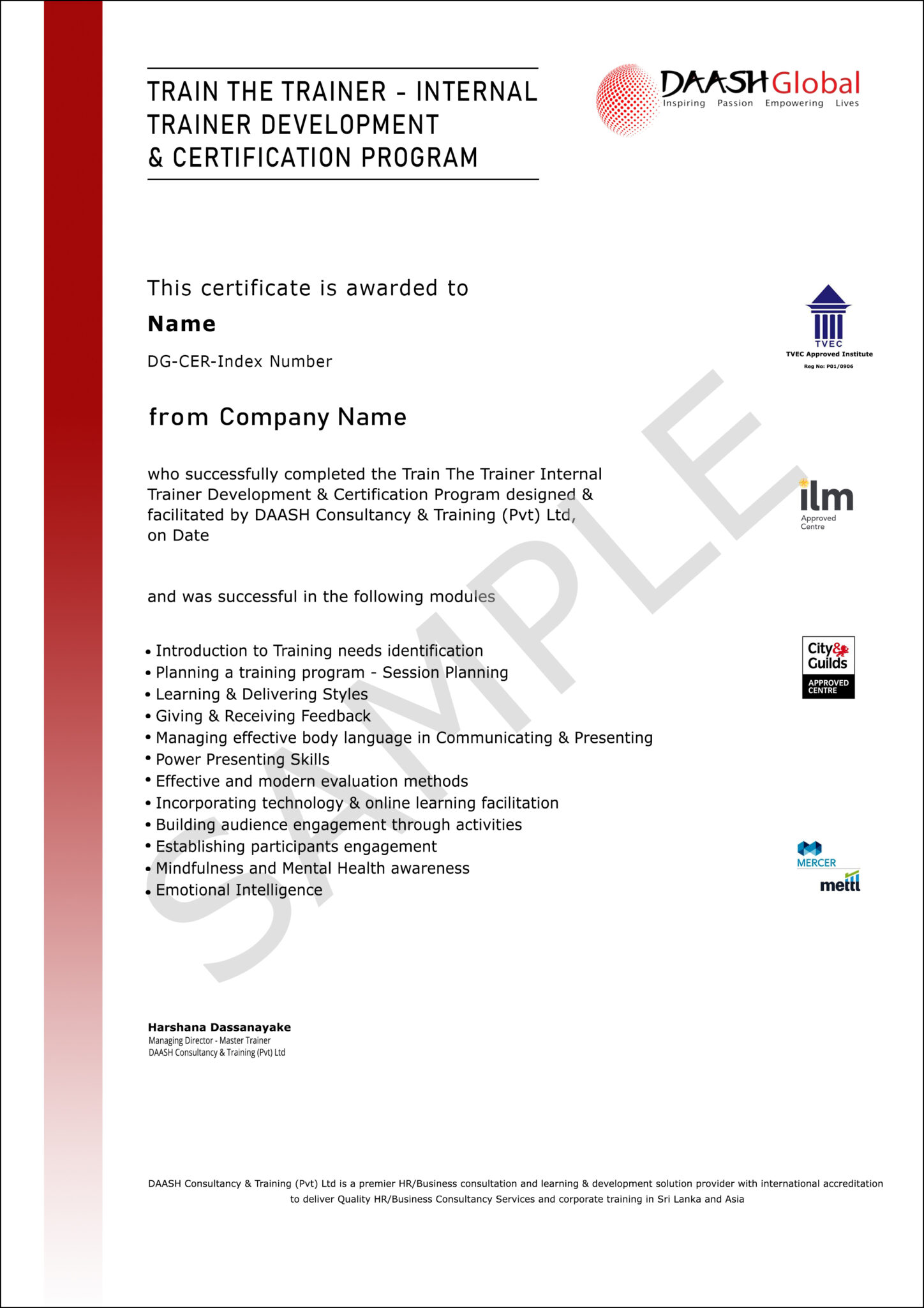 Train The Trainer - TTT or TOT - DAASH Global